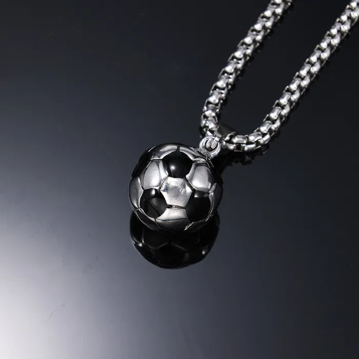 Soccer Ball Pendant – Polished Stainless Steel DIY Necklace Charm, Unisex Fashion Jewelry for Couples