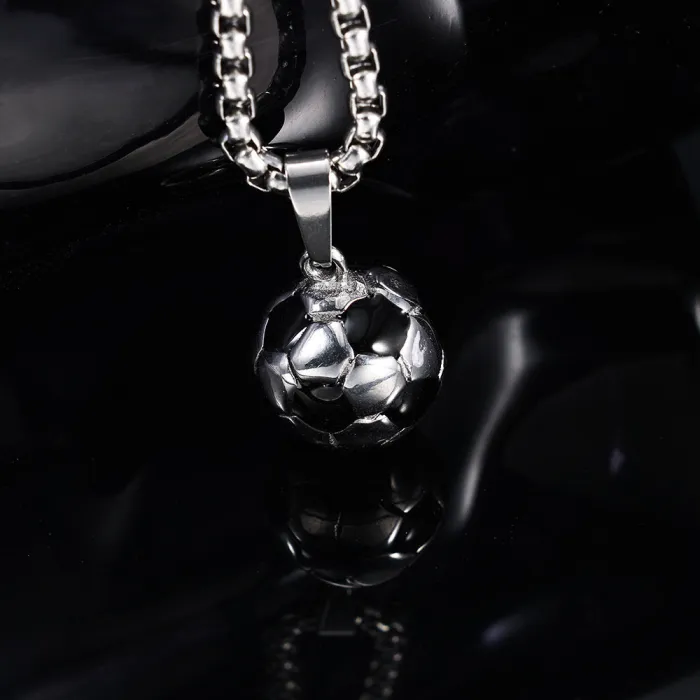 Soccer Ball Pendant – Polished Stainless Steel DIY Necklace Charm, Unisex Fashion Jewelry for Couples