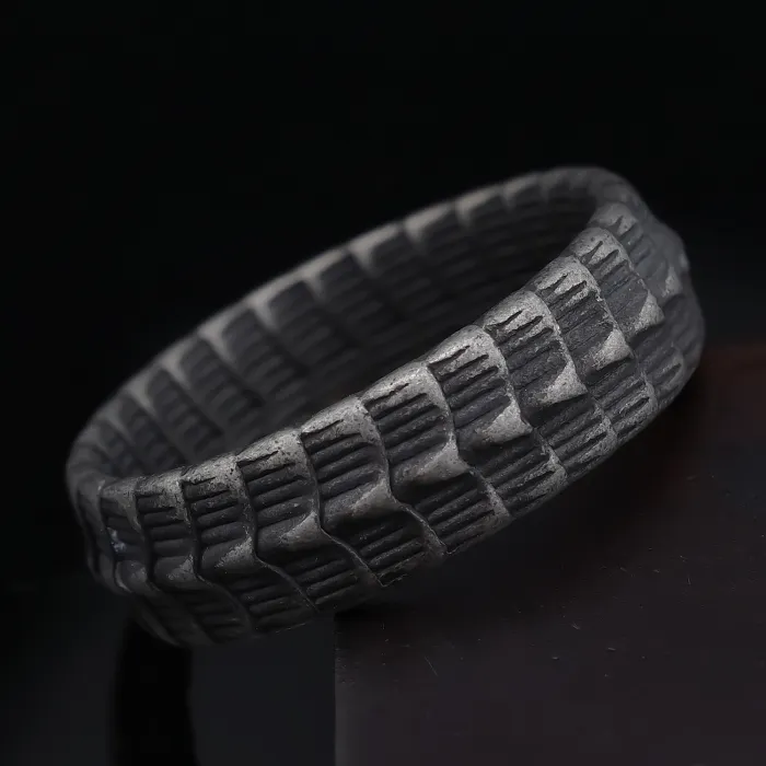 Vintage Dragon Spine Ring – Solid Titanium Steel Braided Pattern Ring for Men, Antiqued Silver Plated Gothic Style