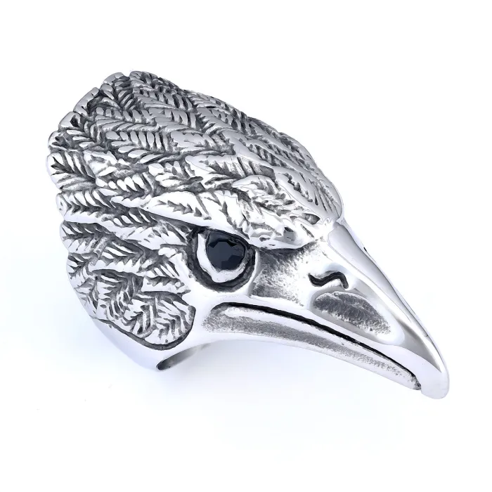 Men’s Eagle Head Ring – Stainless Steel Biker Style Animal Totem Ring, Bold & Edgy Statement Jewelry