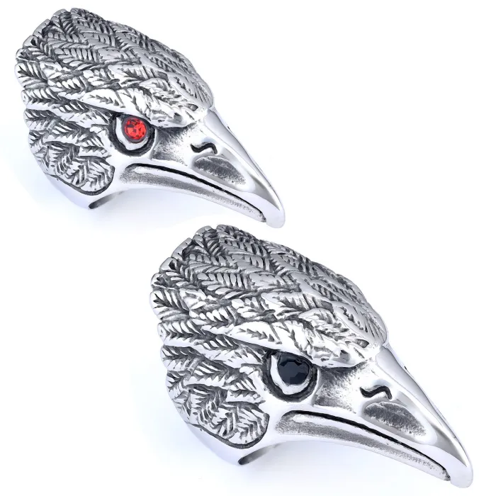 Men’s Eagle Head Ring – Stainless Steel Biker Style Animal Totem Ring, Bold & Edgy Statement Jewelry