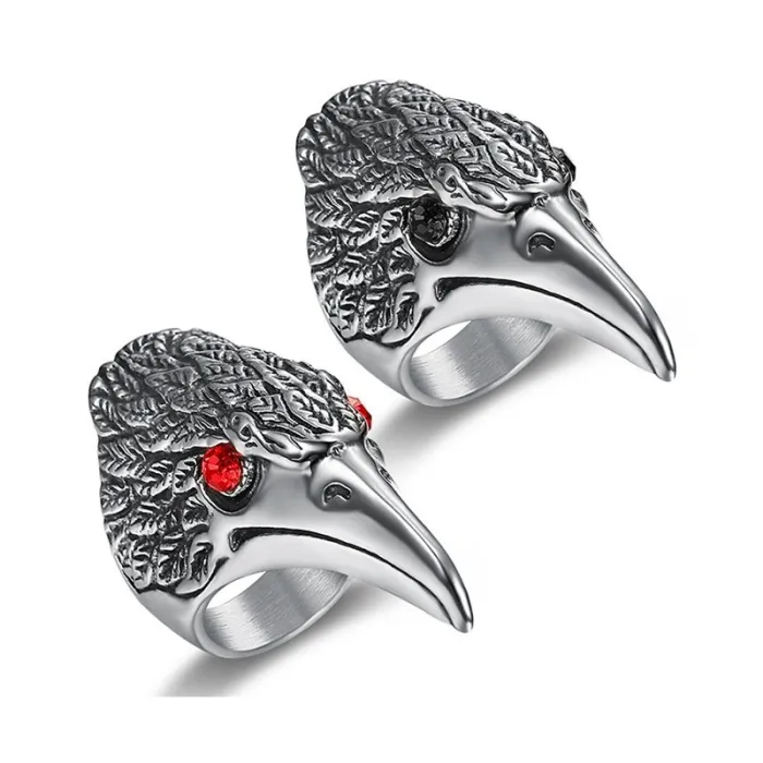 Men’s Eagle Head Ring – Stainless Steel Biker Style Animal Totem Ring, Bold & Edgy Statement Jewelry