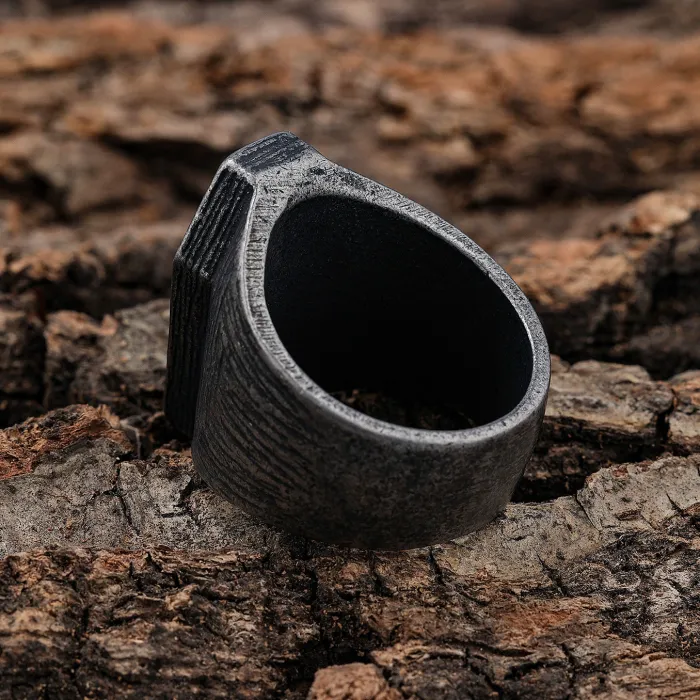 Coffin-Shaped Punk Ring – Unisex Vintage Titanium Steel Layered Design Ring