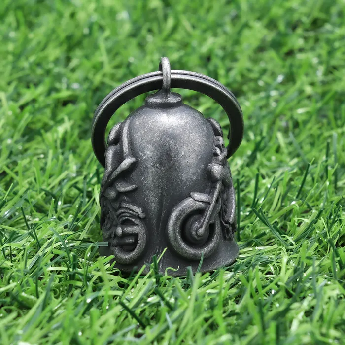 Grim Reaper Motorcycle Bell Pendant – Vintage Stainless Steel Biker Necklace