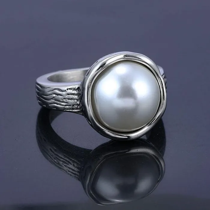 Minimalist Pearl Ring – Stainless Steel Jewelry for Women, Ready to Ship