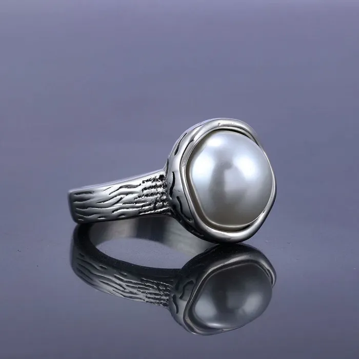 Minimalist Pearl Ring – Stainless Steel Jewelry for Women, Ready to Ship