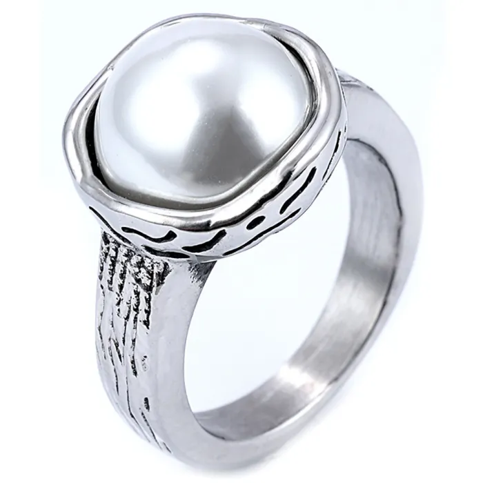 Minimalist Pearl Ring – Stainless Steel Jewelry for Women, Ready to Ship