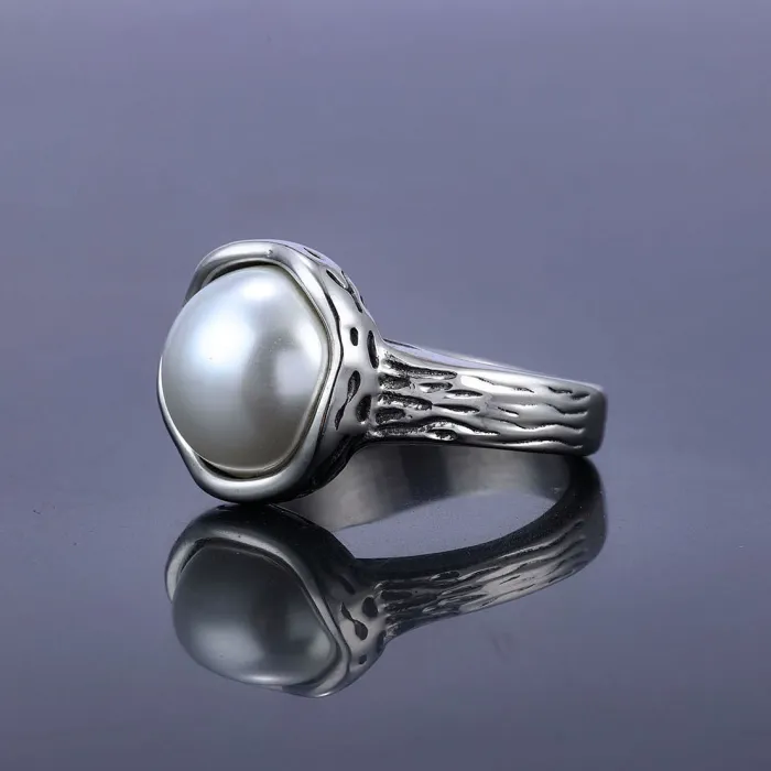 Minimalist Pearl Ring – Stainless Steel Jewelry for Women, Ready to Ship