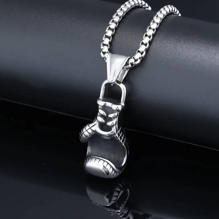 Vintage Boxing Glove Pendant Necklace – Titanium Steel Bold Men's Jewelry