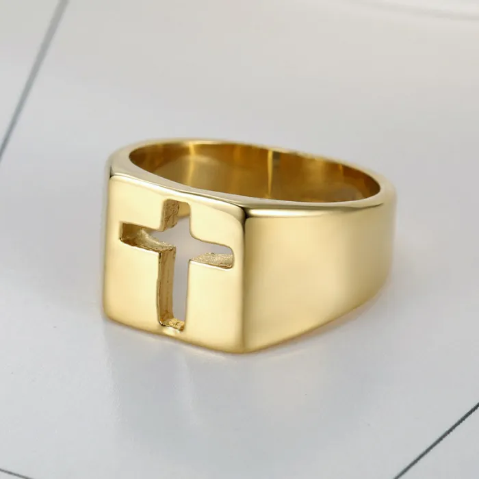 Hollow Cross Ring – Fashion Minimalist Stainless Steel Band, Ready to Ship