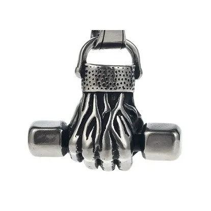 Fitness Fist & Dumbbell Pendant Set – Vintage Stainless Steel Gym Style Necklace