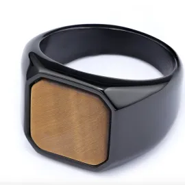 Square Gemstone Ring – Minimalist Stainless Steel Fashion Band, Tarnish-Free - Jewelryto