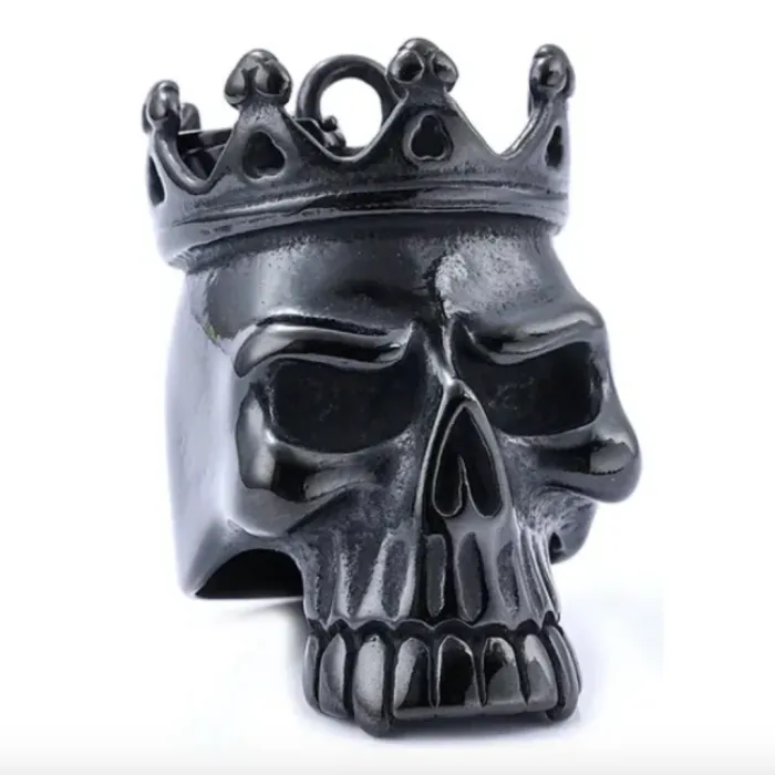 Crowned Skull Pendant – Bold 316 Stainless Steel Gothic Necklace