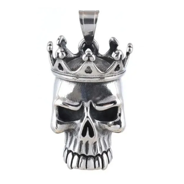 Crowned Skull Pendant – Bold 316 Stainless Steel Gothic Necklace