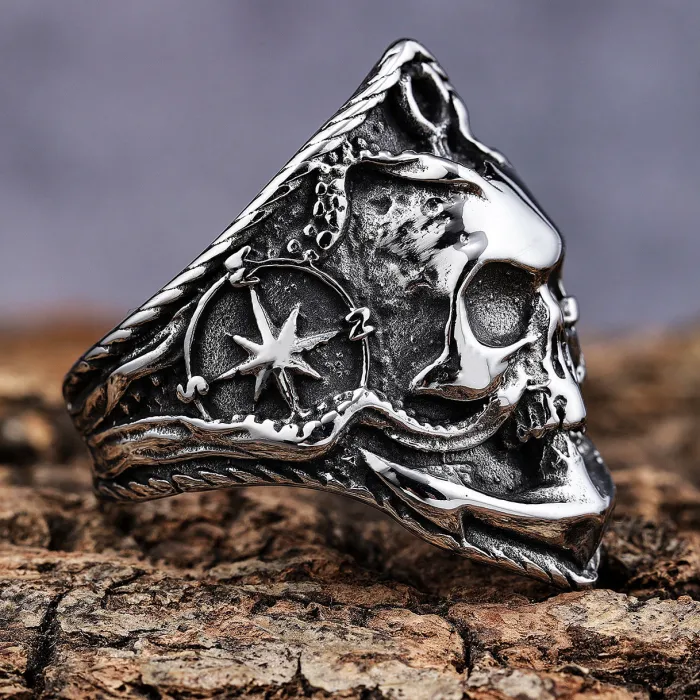 Hot-Selling Nautical Skull & Anchor Ring – Bold Titanium Steel Men’s Jewelry, Aliexpress Wholesale