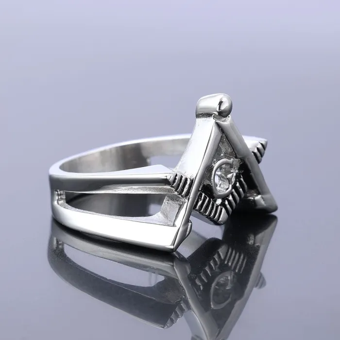 Classic Masonic Ring – Solid Stainless Steel AG Symbol Ring, Unisex Titanium Steel Jewelry