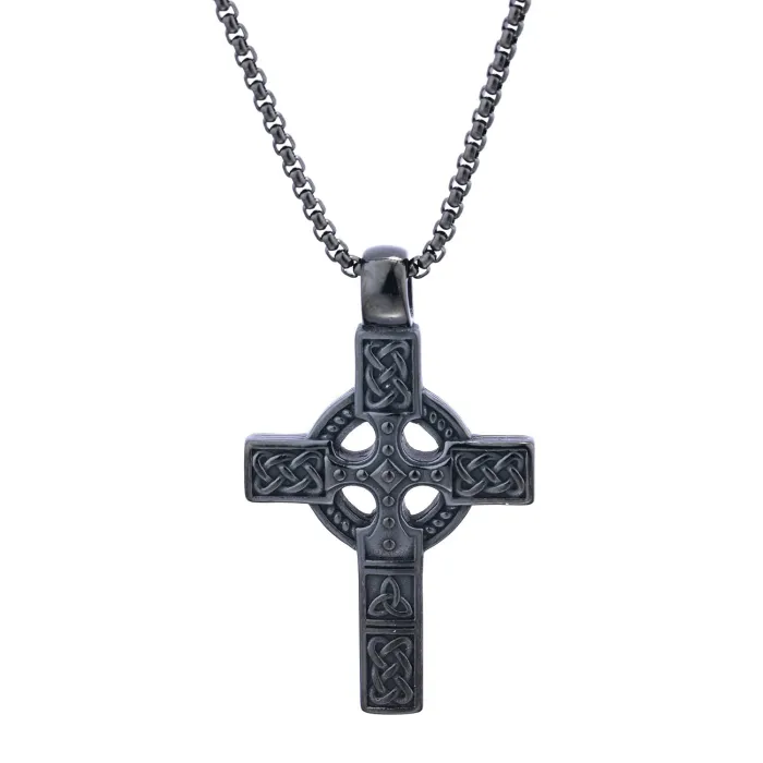 Superhero-Inspired Viking Totem Cross Pendant – Stainless Steel Trendy Necklace, Ready to Ship