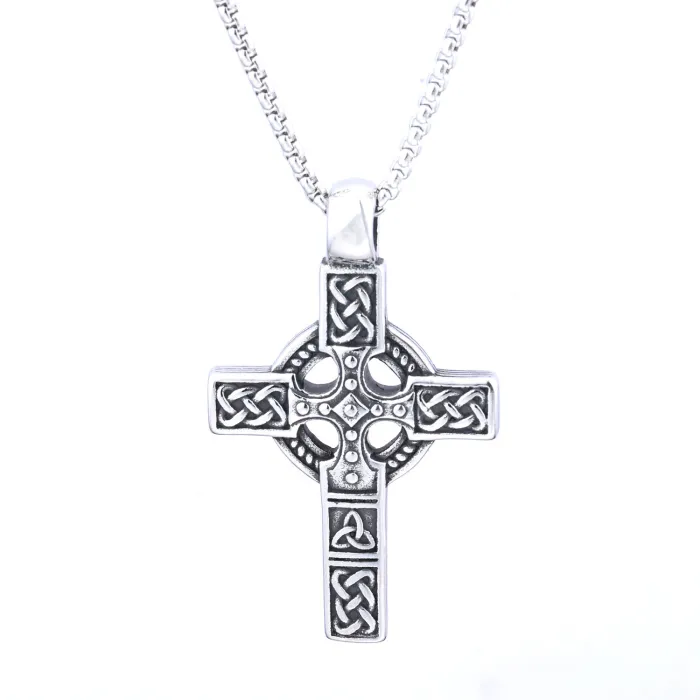 Superhero-Inspired Viking Totem Cross Pendant – Stainless Steel Trendy Necklace, Ready to Ship