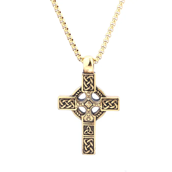 Superhero-Inspired Viking Totem Cross Pendant – Stainless Steel Trendy Necklace, Ready to Ship