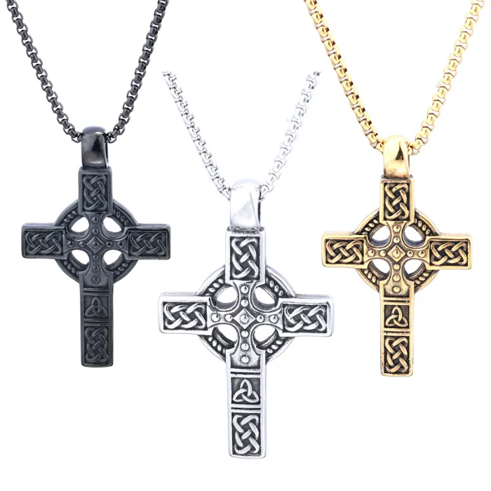 Superhero-Inspired Viking Totem Cross Pendant – Stainless Steel Trendy Necklace, Ready to Ship