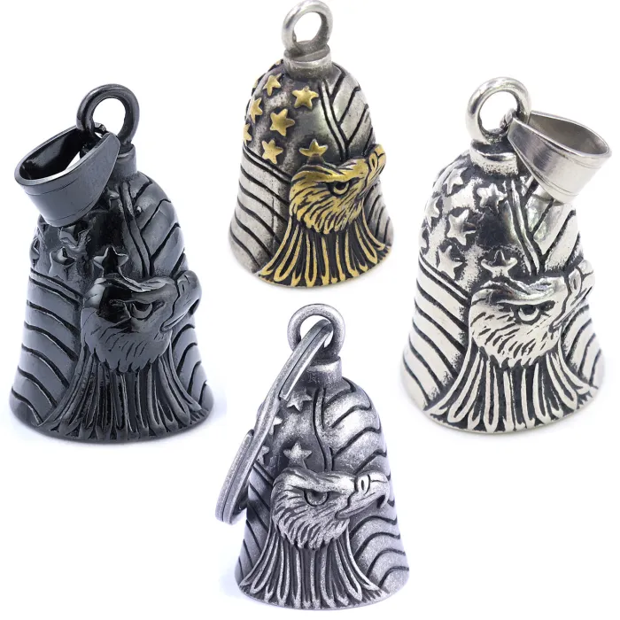 Vintage Eagle & American Flag Bell Pendant – Bold Patriotic Stainless Steel Accessory, In Stock