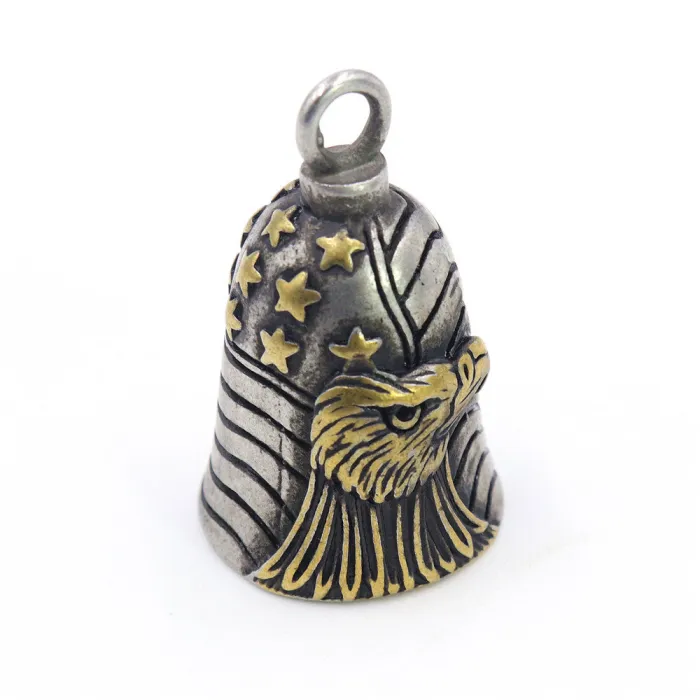 Vintage Eagle & American Flag Bell Pendant – Bold Patriotic Stainless Steel Accessory, In Stock