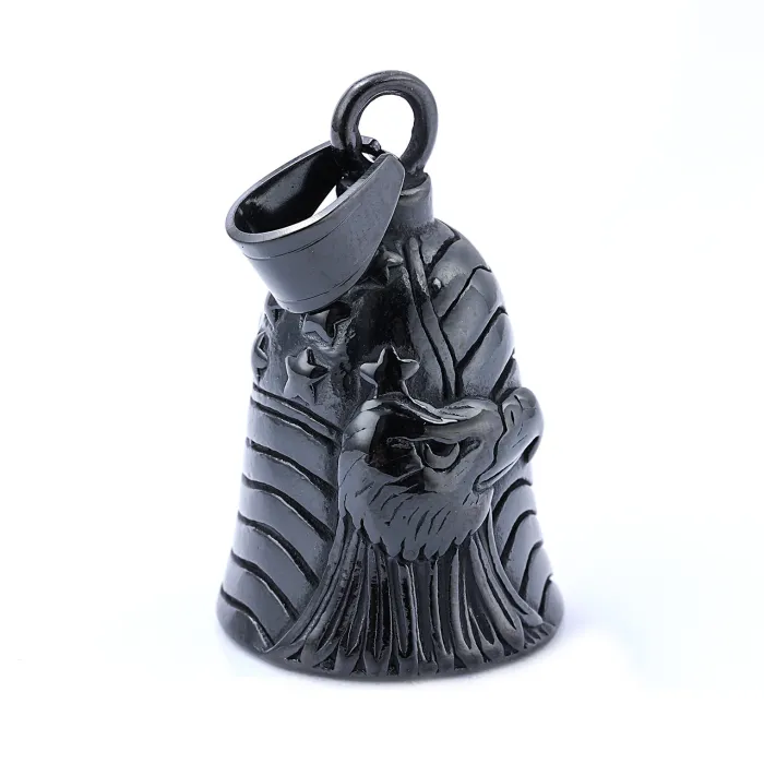 Vintage Eagle & American Flag Bell Pendant – Bold Patriotic Stainless Steel Accessory, In Stock