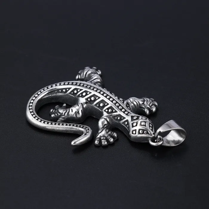Hot-Selling Gecko Lizard Pendant – Animal Series Stainless Steel Necklace for Trendy Men