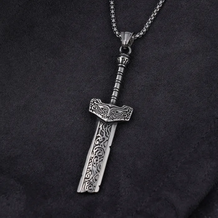 Broken Sword Pendant – Hot-Selling Stainless Steel Warrior-Inspired Necklace, In Stock