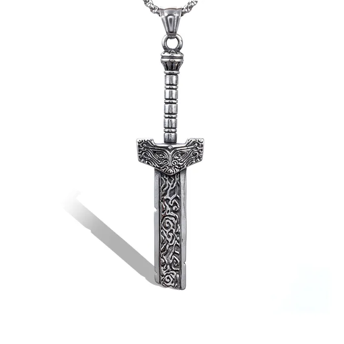 Broken Sword Pendant – Hot-Selling Stainless Steel Warrior-Inspired Necklace, In Stock