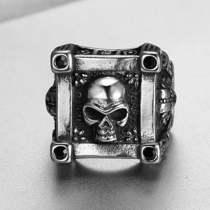 Men’s Punk Skull Ring – Gothic Rock Style Stainless Steel Jewelry, Wholesale Available
