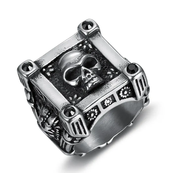 Men’s Punk Skull Ring – Gothic Rock Style Stainless Steel Jewelry, Wholesale Available