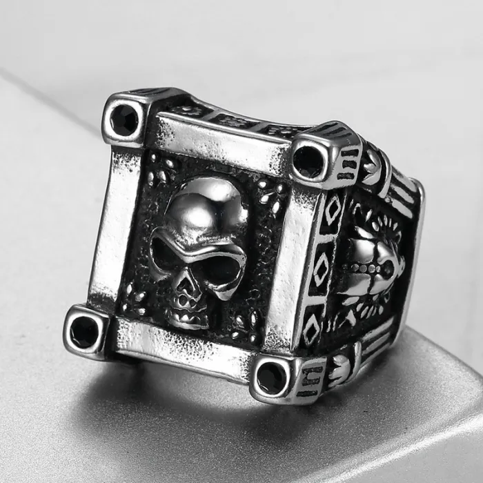 Men’s Punk Skull Ring – Gothic Rock Style Stainless Steel Jewelry, Wholesale Available