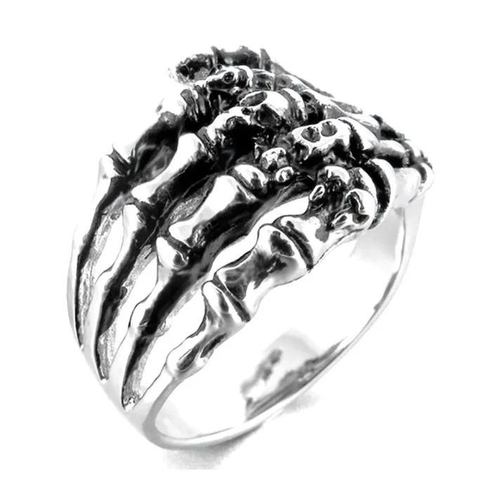 Men’s Skeleton Hand Ring – Bold Gothic Style Titanium Steel Skull Finger Ring