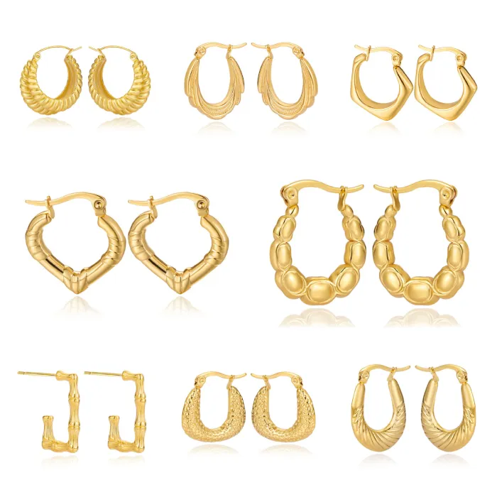 Women's Minimalist Club Style Earrings – INS-Inspired Stainless Steel Hoops (In Stock)