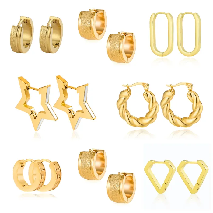 Women's Minimalist Club Style Earrings – INS-Inspired Stainless Steel Hoops (In Stock)