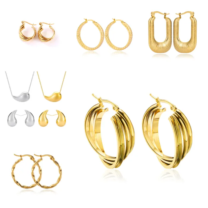 Women's Minimalist Club Style Earrings – INS-Inspired Stainless Steel Hoops (In Stock)