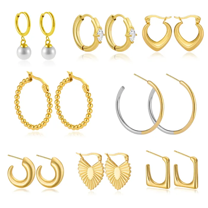 Women's Minimalist Club Style Earrings – INS-Inspired Stainless Steel Hoops (In Stock)