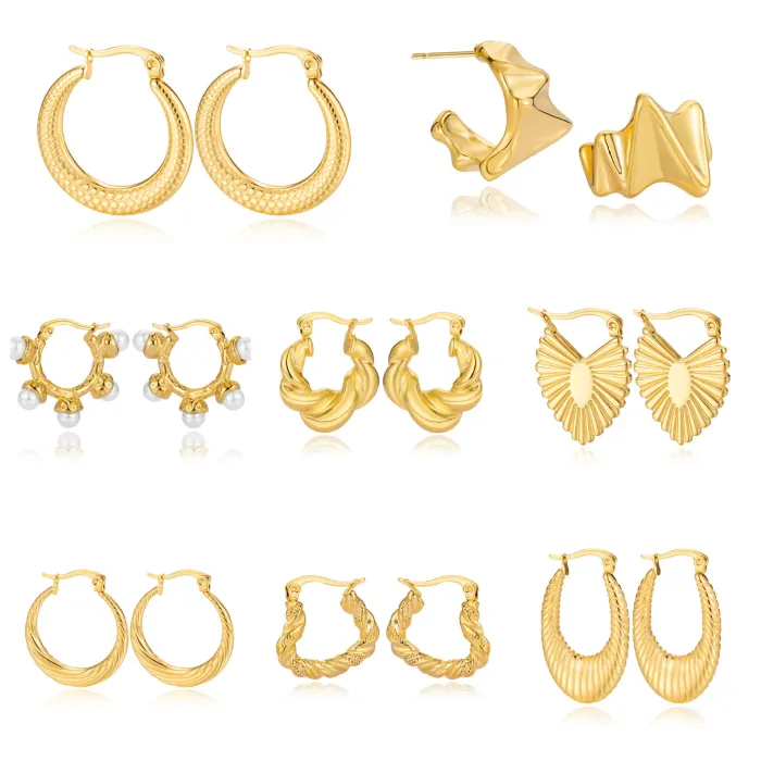 Women's Minimalist Club Style Earrings – INS-Inspired Stainless Steel Hoops (In Stock)