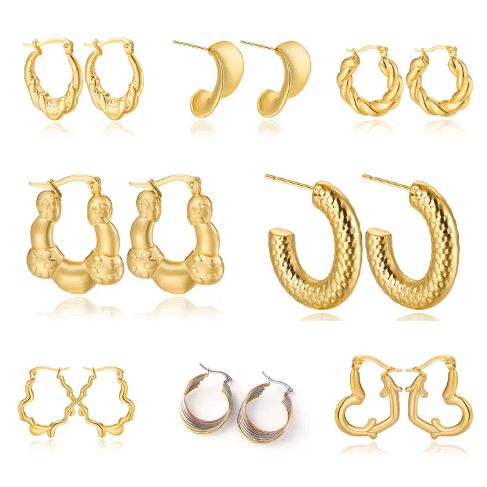 Women's Minimalist Club Style Earrings – INS-Inspired Stainless Steel Hoops (In Stock)