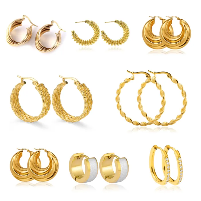 Women's Minimalist Club Style Earrings – INS-Inspired Stainless Steel Hoops (In Stock)