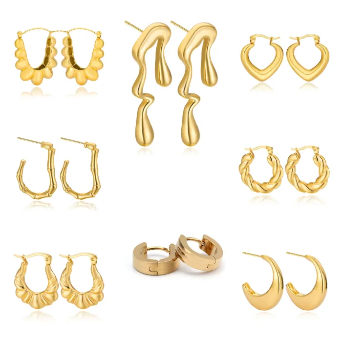 Women's Minimalist Club Style Earrings – INS-Inspired Stainless Steel Hoops (In Stock)