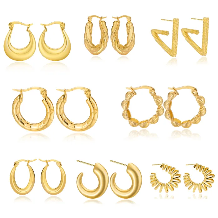 Women's Minimalist Club Style Earrings – INS-Inspired Stainless Steel Hoops (In Stock)