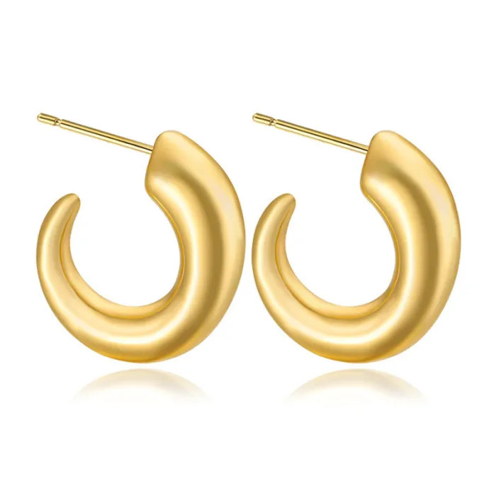 Women's Minimalist Club Style Earrings – INS-Inspired Stainless Steel Hoops (In Stock)