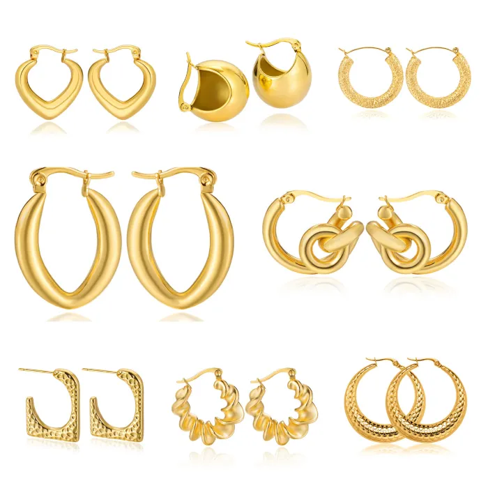 Women's Minimalist Club Style Earrings – INS-Inspired Stainless Steel Hoops (In Stock)