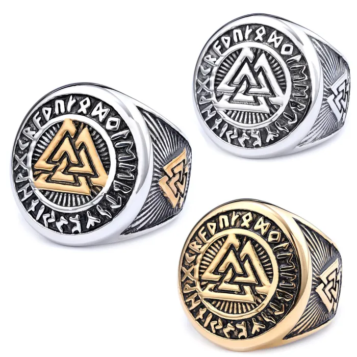 Men's Viking Rune Ring – Nordic Style Stainless Steel Band, Titanium Steel, Wholesale In Stock