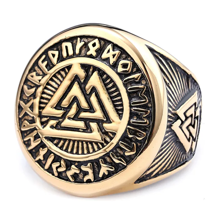 Men's Viking Rune Ring – Nordic Style Stainless Steel Band, Titanium Steel, Wholesale In Stock