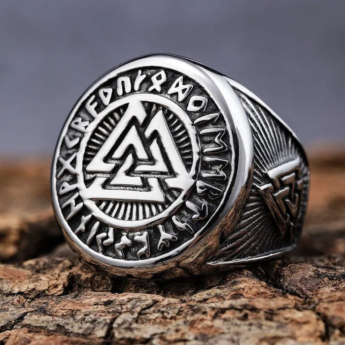 Men's Viking Rune Ring – Nordic Style Stainless Steel Band, Titanium Steel, Wholesale In Stock