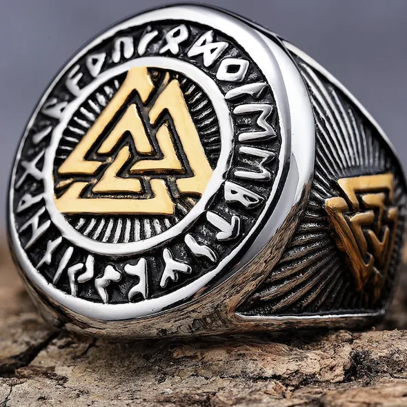 Men's Viking Rune Ring – Nordic Style Stainless Steel Band, Titanium Steel, Wholesale In Stock