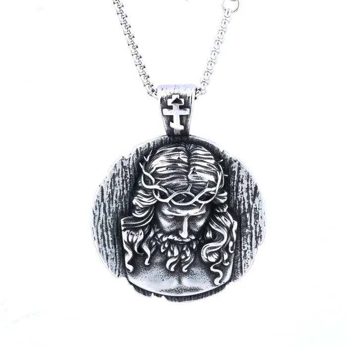 Vintage Elder Portrait Pendant – Minimalist Stainless Steel Necklace Tag, Trending Design, In Stock